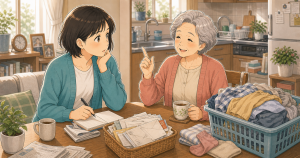 家族会議の漫画調イメージ