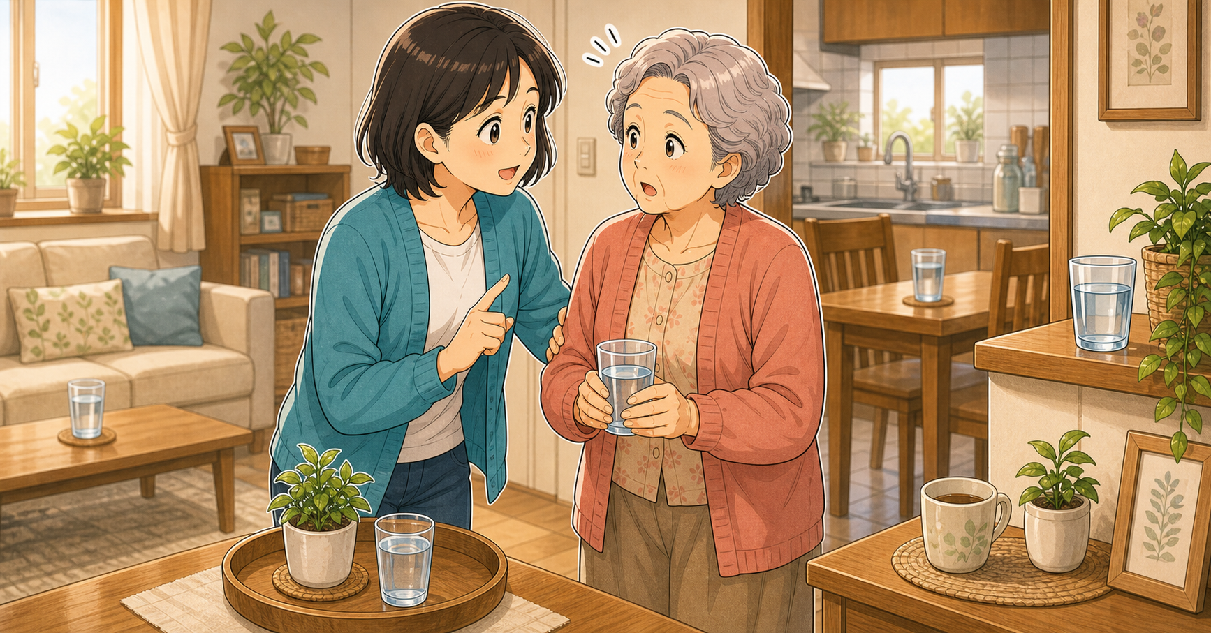 高齢者の水分補給を忘れないための家族の工夫 アイキャッチ