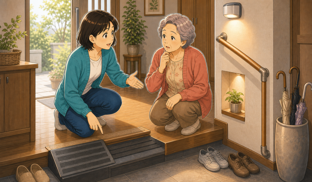 実家の玄関を安全にする手すりと段差対策の考え方 アイキャッチ