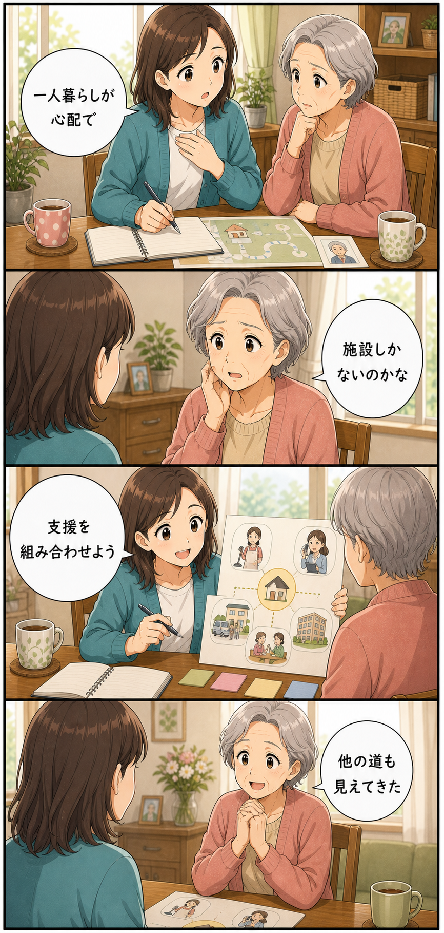 親の一人暮らしが心配になったとき施設以外に考える選択肢のカラーセリフ入り漫画