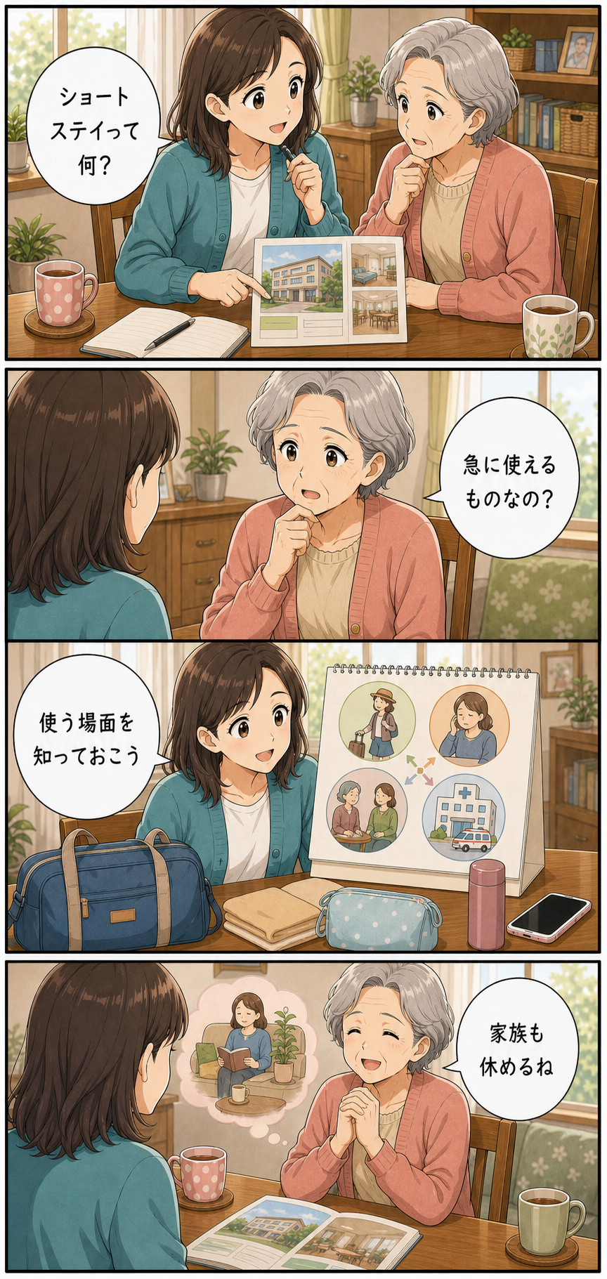 ショートステイとは？家族が知っておきたい使い方のカラーセリフ入り漫画