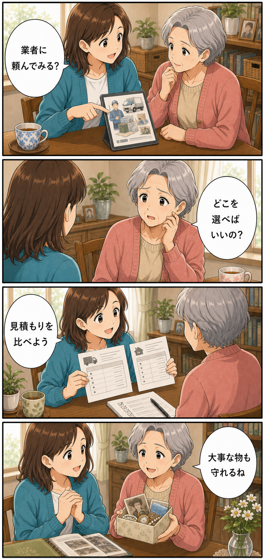 実家の不用品回収業者を選ぶ前に確認したいことのカラーセリフ入り漫画